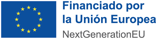 Logo de la Unión Europea con estrellas doradas y texto indicando financiamiento por NextGenerationEU